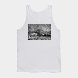 House In The Mountains  - Black And White Tank Top